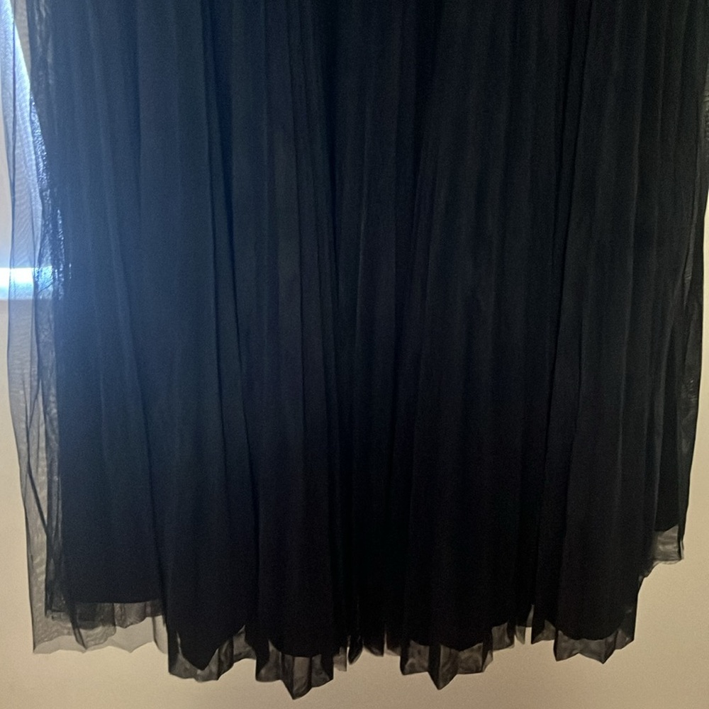 Hutch Amara Bustier Pleated Tulle Fit & Flare Midi Dress: color navy - Picture 12 of 13
